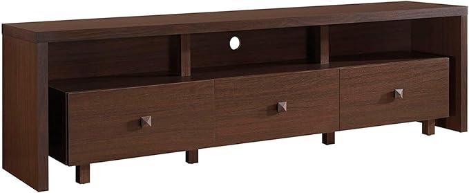 Techni Mobili Elegant 75" with Storage TV Stand, Hickory - LeafyLoom