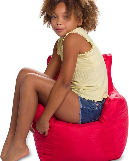 Posh Creations Bean Bag Structured Seat for Toddlers and Kids, Comfy Chair for Children, Pasadena, Red - LeafyLoom