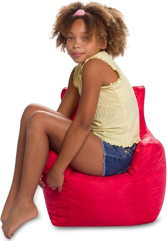 Posh Creations Bean Bag Structured Seat for Toddlers and Kids, Comfy Chair for Children, Pasadena, Red - LeafyLoom