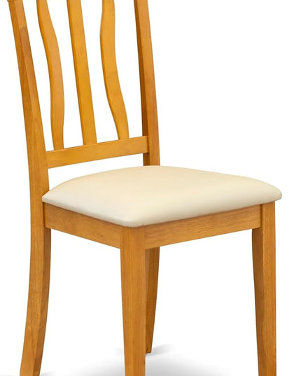 East West Furniture Antique Kitchen Dining Faux Leather Upholstered Wooden Chairs, Set of 2, Oak - LeafyLoom