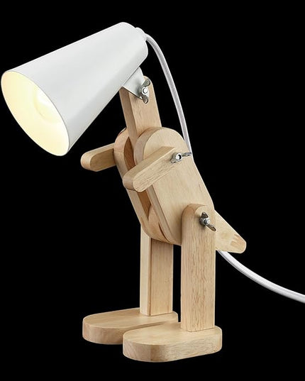 Globe Electric 56107 Terry Dinosaur 10" Wooden Desk Lamp, White Shade, in-Line On/Off Rocker Switch - LeafyLoom