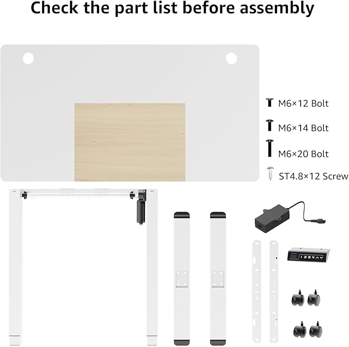 MOUNTUP 55x28 Inches Electric Height Adjustable Standing Desk, Sit Stand Desk with Memory Controller, Ergonomic Stand Up Desk for Home Office with Splice Board, White+Oak - LeafyLoom