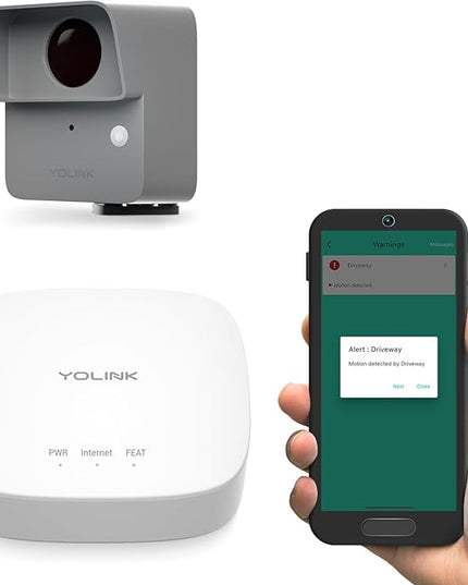 YoLink LoRa Smart Outdoor Motion Sensor, Driveway Alert, Property Invasion/Tresspassing Detector, 1/4 Mile Open Air Range, Email/SMS/Push Alerts, Alexa, IFTTT, Home Assistant (Hub Included!) YoLink