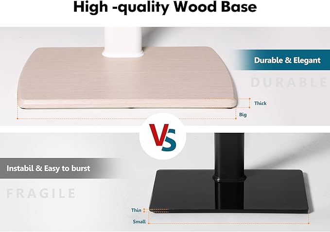 FITUEYES Floor TV Stand Tall Corner TV Stands for Most TVs up to 70 Inch Swivel TV Mount Stand with Height Adjustable Shelf Upgrade Sturdy Wood Base White - LeafyLoom