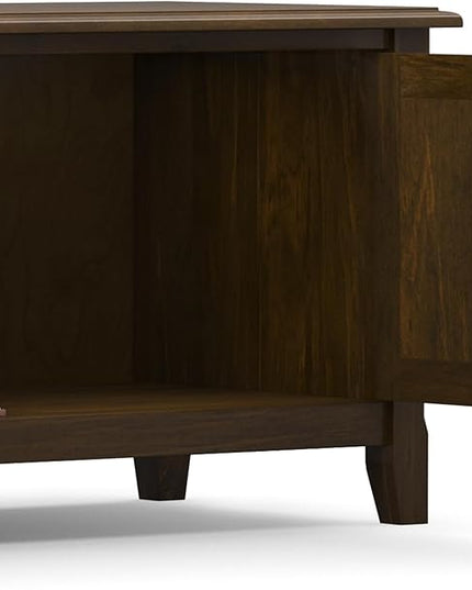 SIMPLIHOME Burlington SOLID WOOD Wide Transitional Media Stand for TVs up to 80 inches for The Living Room and Entertainment Center, 72 inch, Mahogany Brown - LeafyLoom