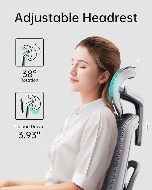 Hbada Ergonomic Office Chair with 3D Adjustable Armrests, Adjustable Lumbar Support High Back for Computer Chair, Big and Tall Mesh Office Chair, Home Office Desk Chairs White - LeafyLoom