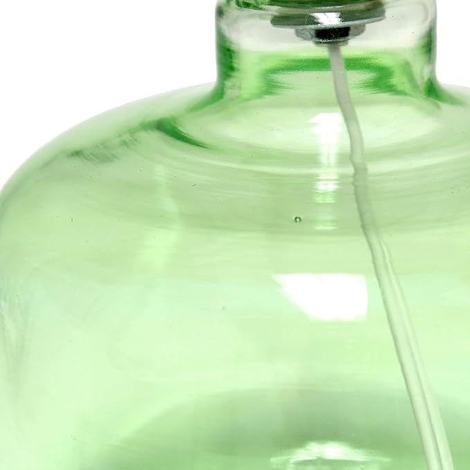 Simple Designs LT2064-GRW Glass Table Lamp with Fabric Shade, Green with White Shade - LeafyLoom