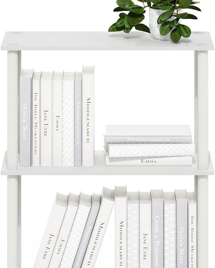 Furinno Turn-N-Tube 3-Tier Compact Multipurpose Shelf Display Rack, White/White - LeafyLoom