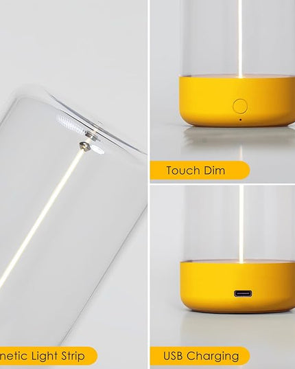 Mini Minimalist Table Lamp Cordless LED Desk Lamp Rechargeable Modern Night Lights Portable Nightstand Lamps Unique Ambient Light Mood Lighting for Bedroom, Beside, Nursery - LeafyLoom