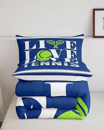 Feelyou Kids Tennis Comforter Set King Size Tennis Ball Bedding Set for Boys Girls Teens Bedroom Decor Ball Gaming Comforter Women Men Gift for Tennis Lover Duvet Set with 2 Pillow Case - LeafyLoom