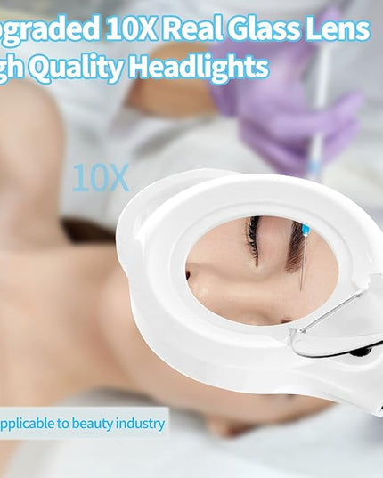 10X Magnifying Lamp with Clamp, 2200 LM Super Bright and Stepless Dimming Magnifying Glass with Light, Real Glass Lens Lighted Magnifier Lamp for Close Work, Crafts, Reading, Repair -White - LeafyLoom