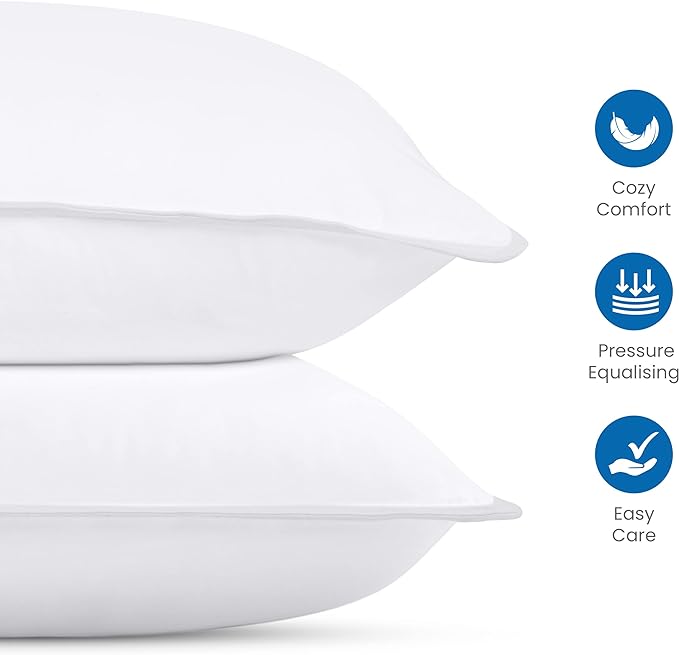 Utopia Bedding Bed Pillows for Sleeping (White), European Size, Set of 2, Hotel Pillows, Cooling Pillows for Side, Back or Stomach Sleepers - LeafyLoom