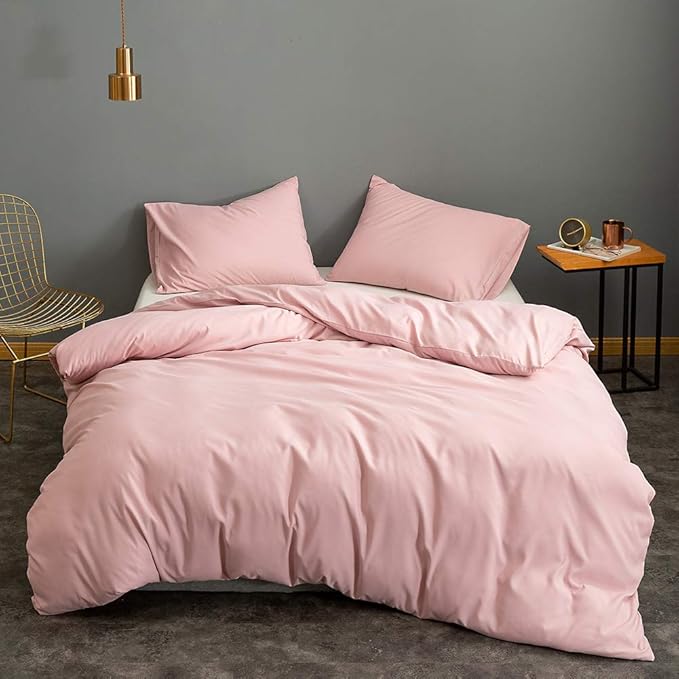 Pink Comforter King Size, Aesthetic Modern Bedding Set for Girls/Women, Cute Soft & Lightweight Chic Microfiber Bed Sets, 3 pcs-1 Comforter & 2 Pillowcases (104x90 Inches) - LeafyLoom