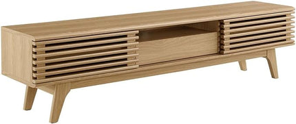 Modway Render Mid-Century Modern Low Profile 70 Inch TV Stand in Oak, 70" - LeafyLoom