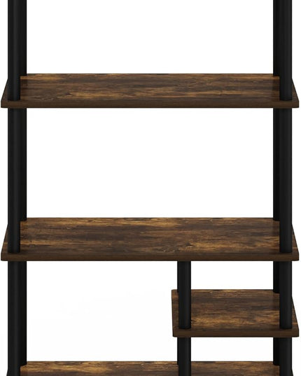 Furinno Turn-N-Tube 4-Tier Toolless Kitchen Storage Shelf Cart, Amber Pine/Black - LeafyLoom