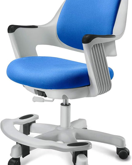 Kids Desk Chair: Ergonomic Kids Computer Chair | Adjustable Kids Office Chair with Wheels & Arms | Study Chair for Girls and Boys - Kids Chair Desk with Wheel Covers (Ocean Blue) - LeafyLoom