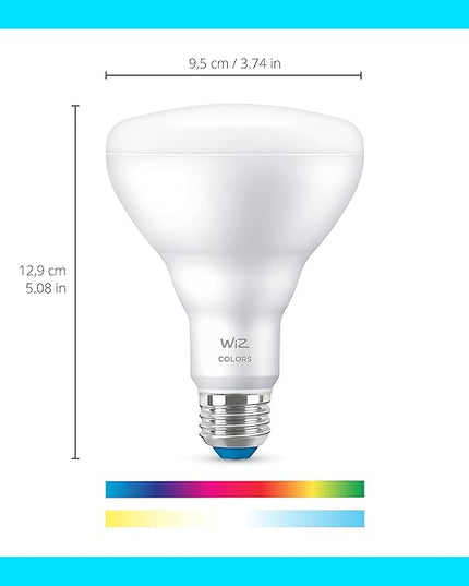 WiZ 65W BR30 Color LED Smart Bulb - Pack of 4 - E26- Indoor - Connects to Your Existing Wi-Fi - Control with Voice or App + Activate with Motion - Matter Compatible WiZConnectedLighting