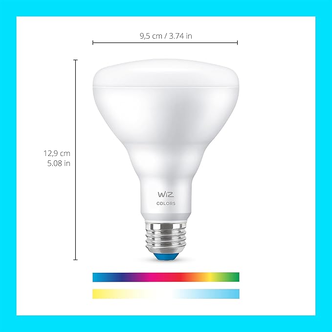 WiZ 65W BR30 Color LED Smart Bulb - Pack of 4 - E26- Indoor - Connects to Your Existing Wi-Fi - Control with Voice or App + Activate with Motion - Matter Compatible WiZConnectedLighting