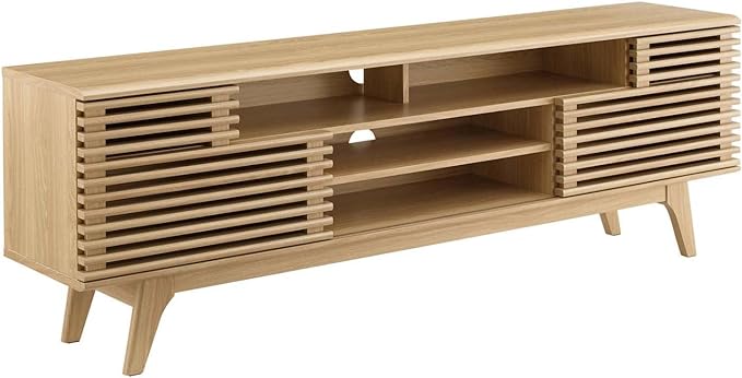 Modway Render Mid-Century Modern Low Profile 71 Inch Media Console TV Stand in Oak, 71" - LeafyLoom