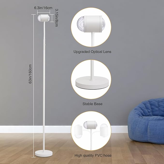 Sunset Lamp Projector with 3D Ocean Wave, 12 Colors Changing & Four Mode with USB Port, RGB Floor Lamp Double Side Lighting with Remote,Creative DIY Mode, 360° Rotation Atmosphere Lamp White - LeafyLoom