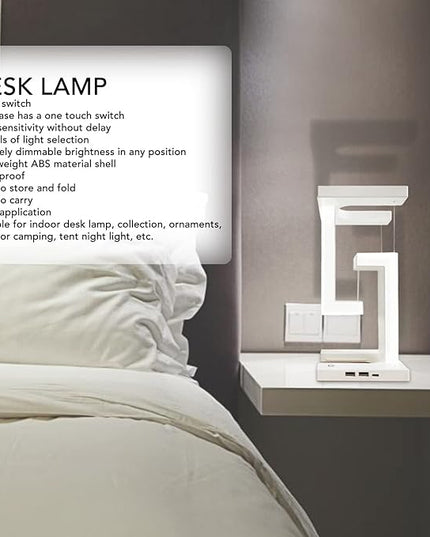 Asixxsix Magnetic Levitation Desk Lamp, 3 Levels Stepless Dimming Magnetic Levitating Anti Table Lamp Touch Control LED Desk Lamp Modern Lamp for Bedroom Study Office Decor - LeafyLoom