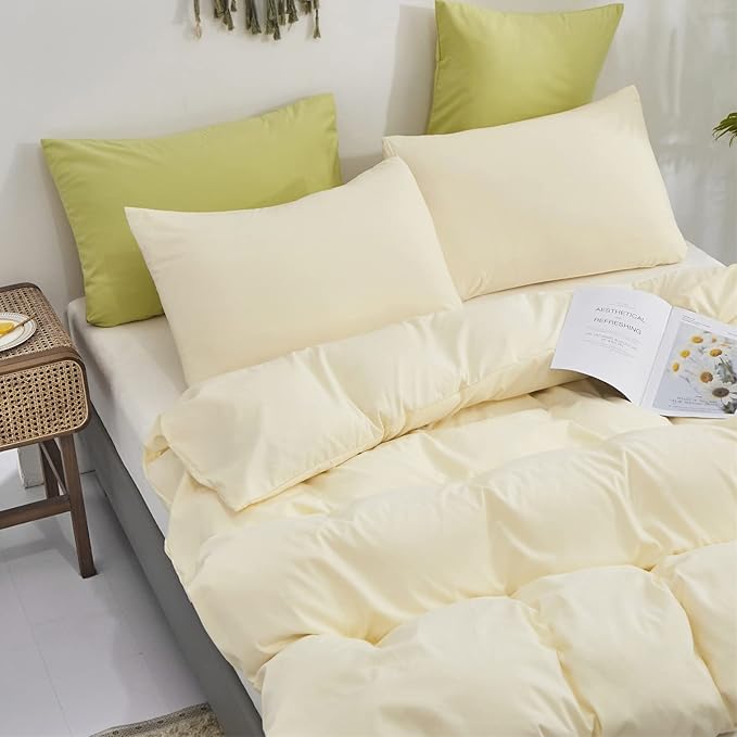 Light Yellow Comforter Set Full Ivory Bedding Set Beige Comforter Set Full Men Breathable Ivory Bedding Set Women Soft Off White Full Ivory Bedding Comforter Set Full Size Off White Comforter - LeafyLoom
