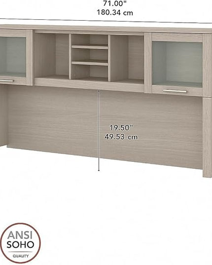 Bush Furniture Somerset 72W Desk Hutch in Sand Oak - LeafyLoom