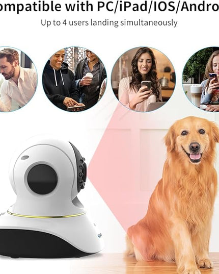 VSTARCAM Pet Camera with Laser, 3MP 2.4GHz WiFi Interactive Dog & Cat Laser Toy with Night Vision, Motion Detection Alerts, APP Remote Control Indoor Security Camera for Pet Monitoring VSTARCAM
