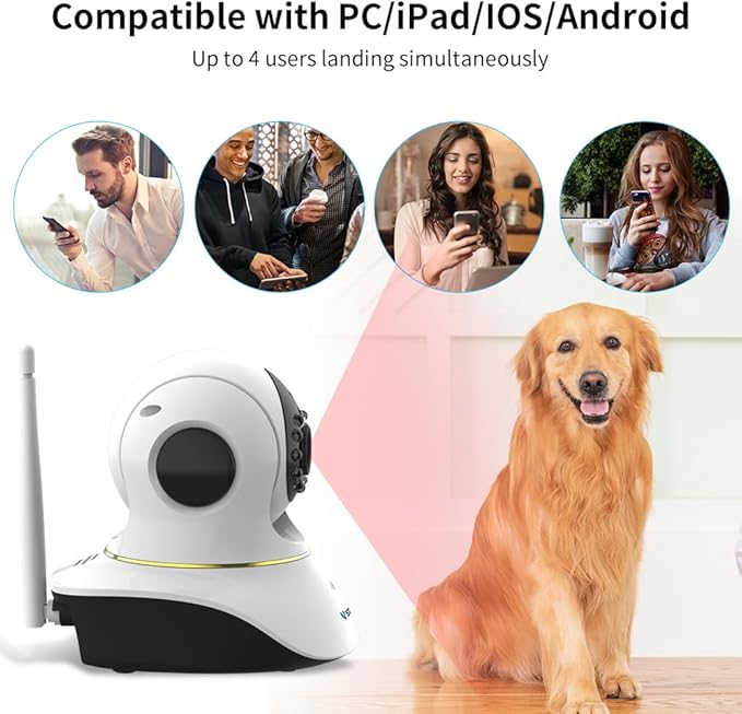 VSTARCAM Pet Camera with Laser, 3MP 2.4GHz WiFi Interactive Dog & Cat Laser Toy with Night Vision, Motion Detection Alerts, APP Remote Control Indoor Security Camera for Pet Monitoring VSTARCAM