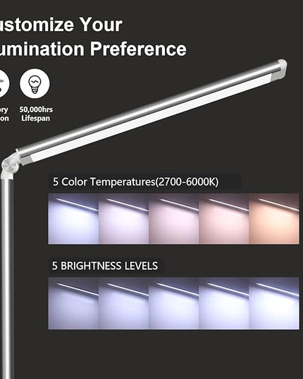 Touch Desk Lamp LED Dimmable 13W Table Study Lights,Night Light/Timer/Memory Function with USB Charging Ports, Adjustable Table Lamp for Reading/Working-Foldable/Rotatable - LeafyLoom