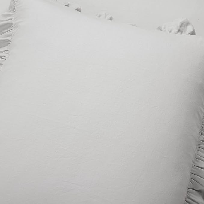Lush Decor Reyna Ruffle 100% Cotton Duvet Cover Set - 3 Piece Cozy Ruffled Bedding Set - Timeless Elegance and Comfort - King, Light Gray - LeafyLoom