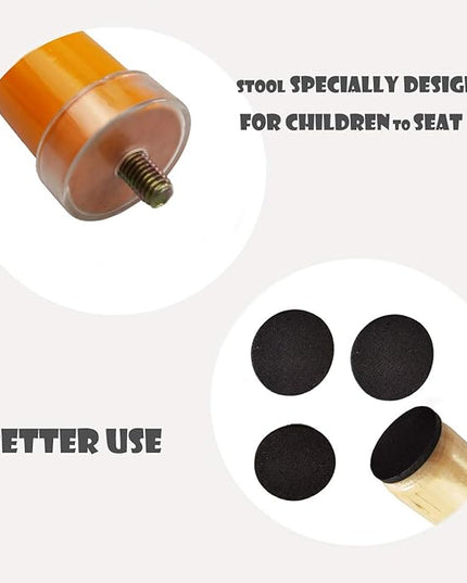 9 Inch Kids Solid Hard Wood Fruit Chair, Crafted Hand-Painted Wood with Assembled Four-Legged Sitting Stool, Bedroom, Playroom, Orange Furniture Stool for Toddler, Children, Boys, Girls(Orange) - LeafyLoom