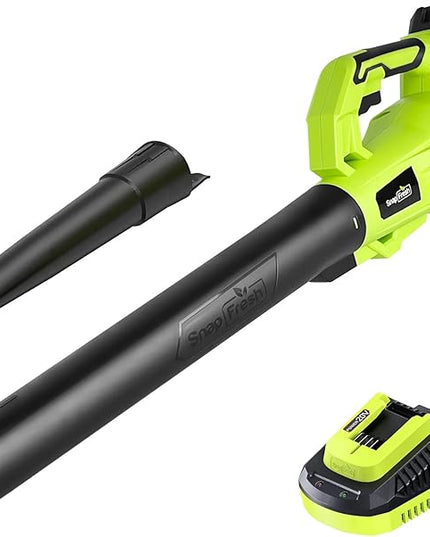 SnapFresh Cordless Leaf Blower - 180 CFM Leaf Blower with Battery & Charger, 2 Section Tubes, Free Control Speed,Lightweight, Electric Leaf Blower for Blowing Leaves, Lawn Care, Dust & Other Debris - LeafyLoom