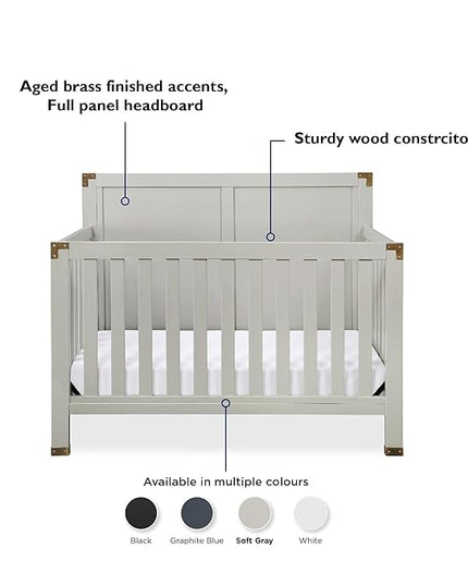 Baby Relax Miles 5-in-1 Convertible Crib for Nursery, Soft Gray - LeafyLoom