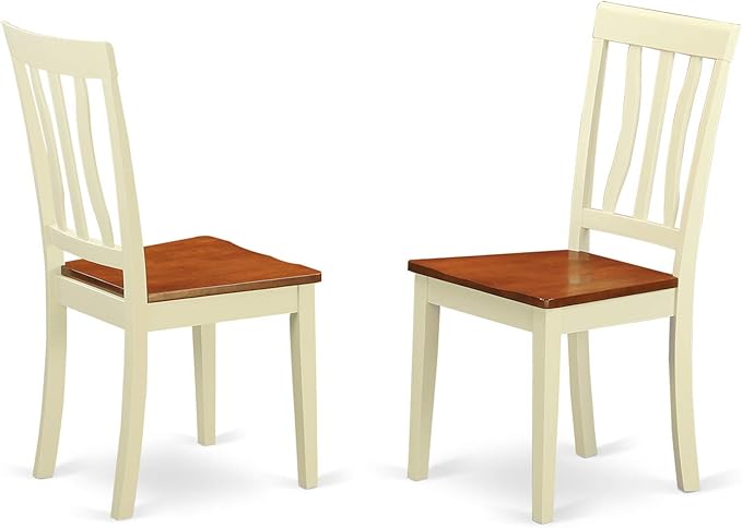 East West Furniture Antique 3 Piece Set for Small Spaces Contains a Round Kitchen Table with Pedestal and 2 Dining Chairs, 36x36 Inch, ANTI3-WHI-W - LeafyLoom