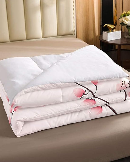 Erosebridal Cherry Blossoms Comforter Set King, Girl Pink Floral Down Comforter, Japanese Spring Bedding Set, Pale Pink Blossom Petal Quilted Duvet,Branch Floral Duvet Set for Women men,Girly Romantic - LeafyLoom