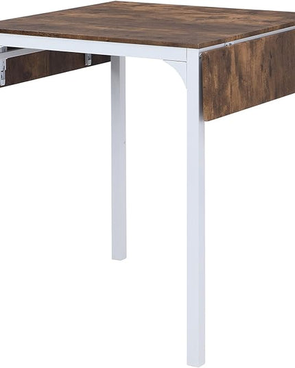 NicBex Small Dining Table Set for 4 Counter Height Dining Table Set Modern 3-Piece Round Dining Table Set with Drop Leaf and 2 Chairs for Small Places, Space-Saving, Rustic Brown - LeafyLoom