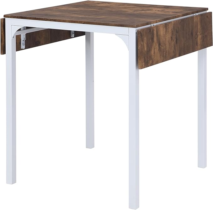 NicBex Small Dining Table Set for 4 Counter Height Dining Table Set Modern 3-Piece Round Dining Table Set with Drop Leaf and 2 Chairs for Small Places, Space-Saving, Rustic Brown - LeafyLoom
