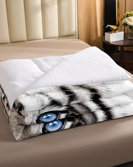 Erosebridal Kids Tiger Comforter Set Full Size, Wild Animal Down Comforter for Boys Girls Teens Adult Bedroom, Grey Tiger Skin Duvet Insert Black White Stripe Bedding Comforters for Bedroom Decor - LeafyLoom