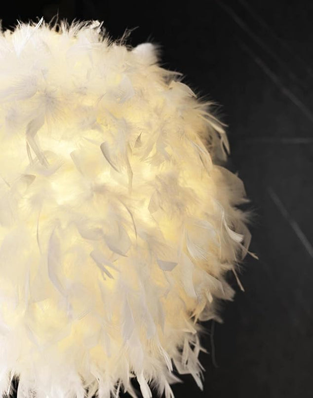 Floor Lamp, Elegant White Feather Standing Lamps with On/Off Switch in Line - LeafyLoom