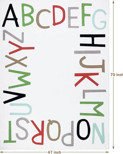 Topotdor Rainbow Kids Play Rug Alphabet Nursery Area Rug Extra Large Soft Crawling Play Mat for Children Toddlers Bedroom (47x70 inch,Multi Color) - LeafyLoom