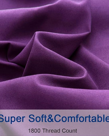 SONORO KATE Bed Sheet Set Super Soft Microfiber 1800 Thread Count Luxury Egyptian Sheets 18-Inch Deep Pocket，Wrinkle and Hypoallergenic-6 Piece (Purple, Twin XL-6 Piece) - LeafyLoom