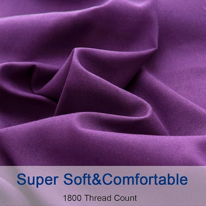 SONORO KATE Bed Sheet Set Super Soft Microfiber 1800 Thread Count Luxury Egyptian Sheets 18-Inch Deep Pocket，Wrinkle and Hypoallergenic-6 Piece (Purple, Twin XL-6 Piece) - LeafyLoom