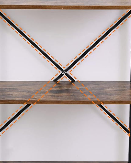 Ladder Shelf 4-Tier Bookcase Storage Rack, Steel Frame, Display Plant Shelves, Industrial Organizer Shelves for Living Room Kitchen Bathroom Office, Rustic Brown and Black - LeafyLoom