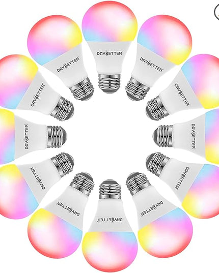 DAYBETTER Tuya Smart Light Bulbs, RGBCW WiFi Color Changing Led Bulbs Compatible with Alexa and Google Home Assistant, A19 E26 9W 800LM Multicolor Led Light Bulb, No Hub Required, Light Bulbs 12 Pack DAYBETTER