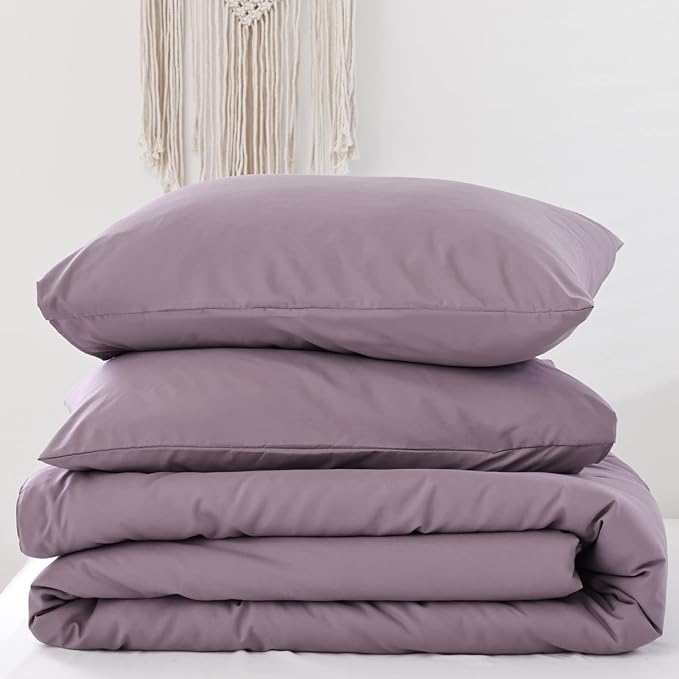 ROSGONIA King Size Comforter Set Dusty Purple, 3pcs (1 Boho Comforter & 2 Pillowcases) All Season Bedding Lightweight Bedspread Blanket Quilt - LeafyLoom