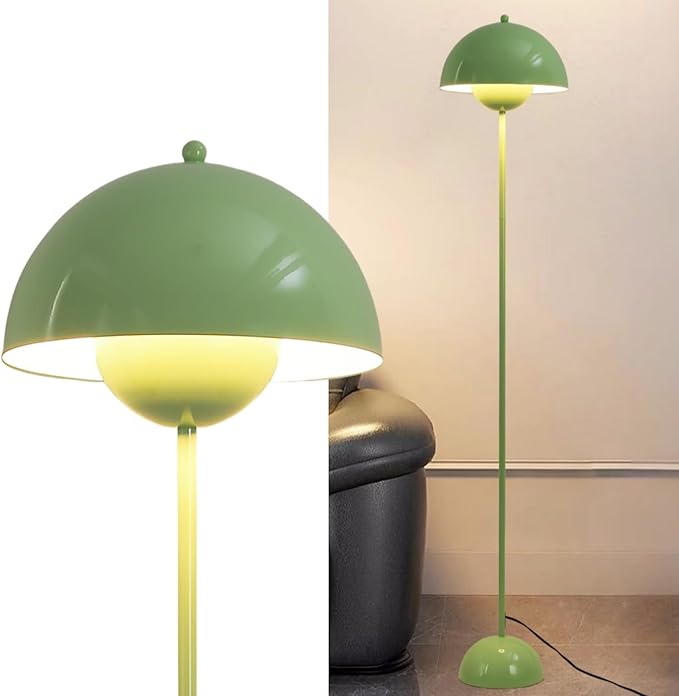 COSYLUX Modern Floor Lamp for Living Room, Industrial Tall Standing Lamp for Bedroom, Metal Shade Reflecting Light reading Floor Lamp for Office, Nursery Room, Corner(Pastel Green) - LeafyLoom