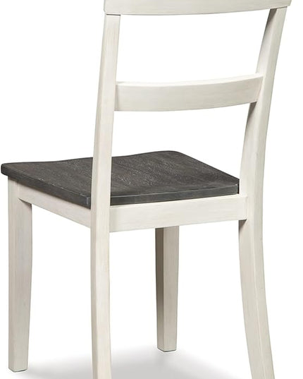 Signature Design by Ashley Nelling Modern Farmhouse 18" Weathered Dining Chair, Set of 2, White & Dark Brown - LeafyLoom