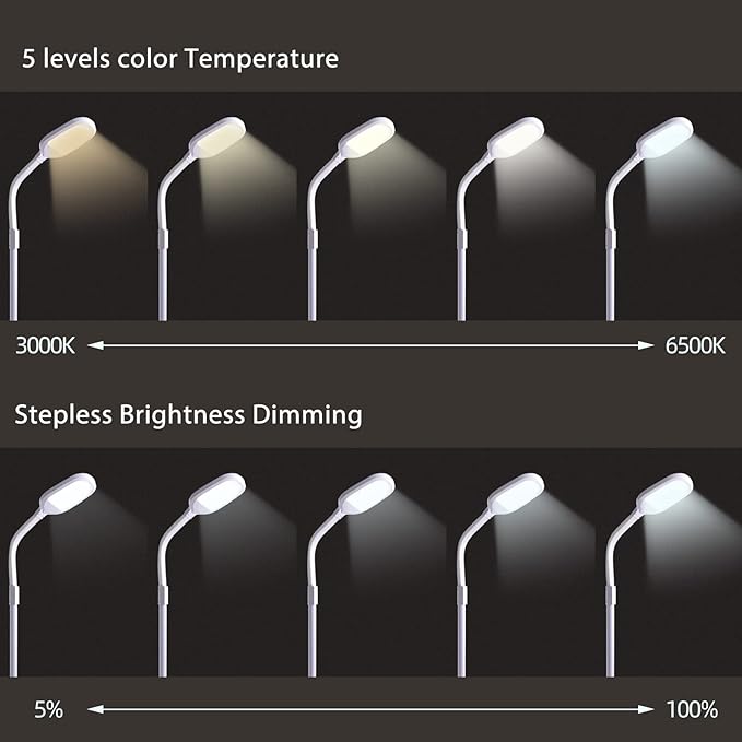 LED Floor Lamp,15W 1200 Lumen Bright Reading Floor Lamp with 5 Color Temperatures,Stepless Dimmer,30 Mins Timer,Remote & Touch Control for Living Room,Bedroom & Office,White - LeafyLoom
