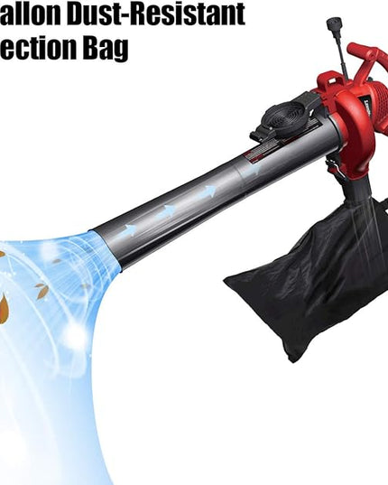 LawnMaster Red Edition BV1210 1201 Electric Blower Vacuum Mulcher 12 Amp 2-Speed Adjustment with Metal Impeller 240 MPH 380 CFM 14:1 Mulch Ratio - LeafyLoom